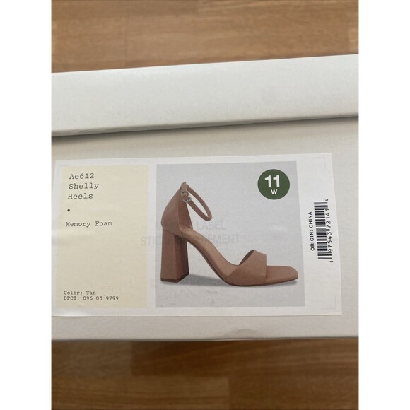 A New Day Shelly Heels Tan 11 Wide Ankle Strap Block Heel Memory Foam NEW - Picture 4 of 16